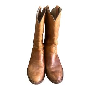 Vintage Frye 3825 Mens Tan Leather Western Cowboy Boots Made in USA Size 10 D